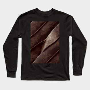 Dark Brown Ornamental Leather Stripes, natural and ecological leather print #73 Long Sleeve T-Shirt